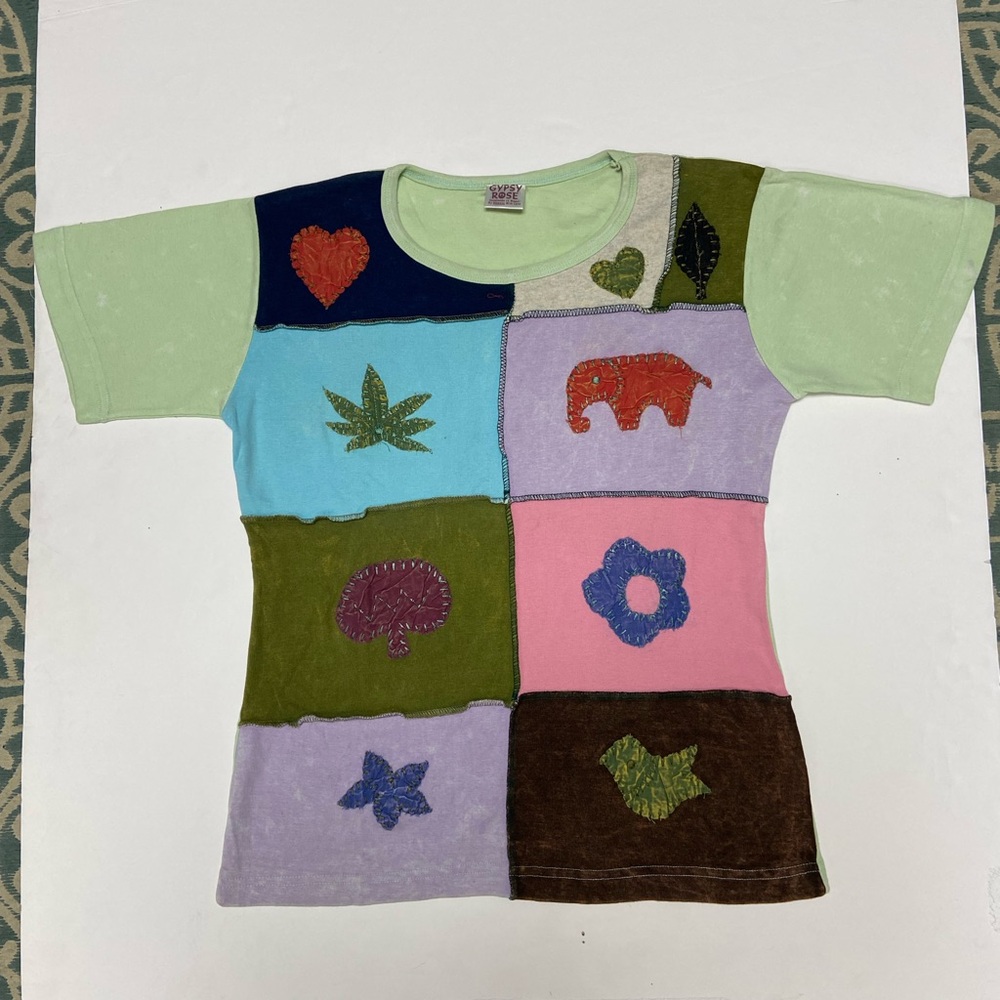 Gypsy rose hippie patchwork baby tee
